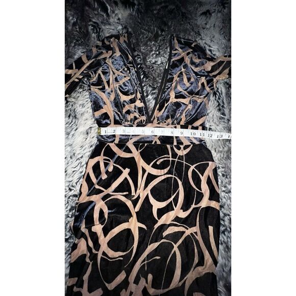 Philosophy Of Paek BrownBurnout Velvet Sheer Mini Dress, Club Party Wear, small - Picture 8 of 13